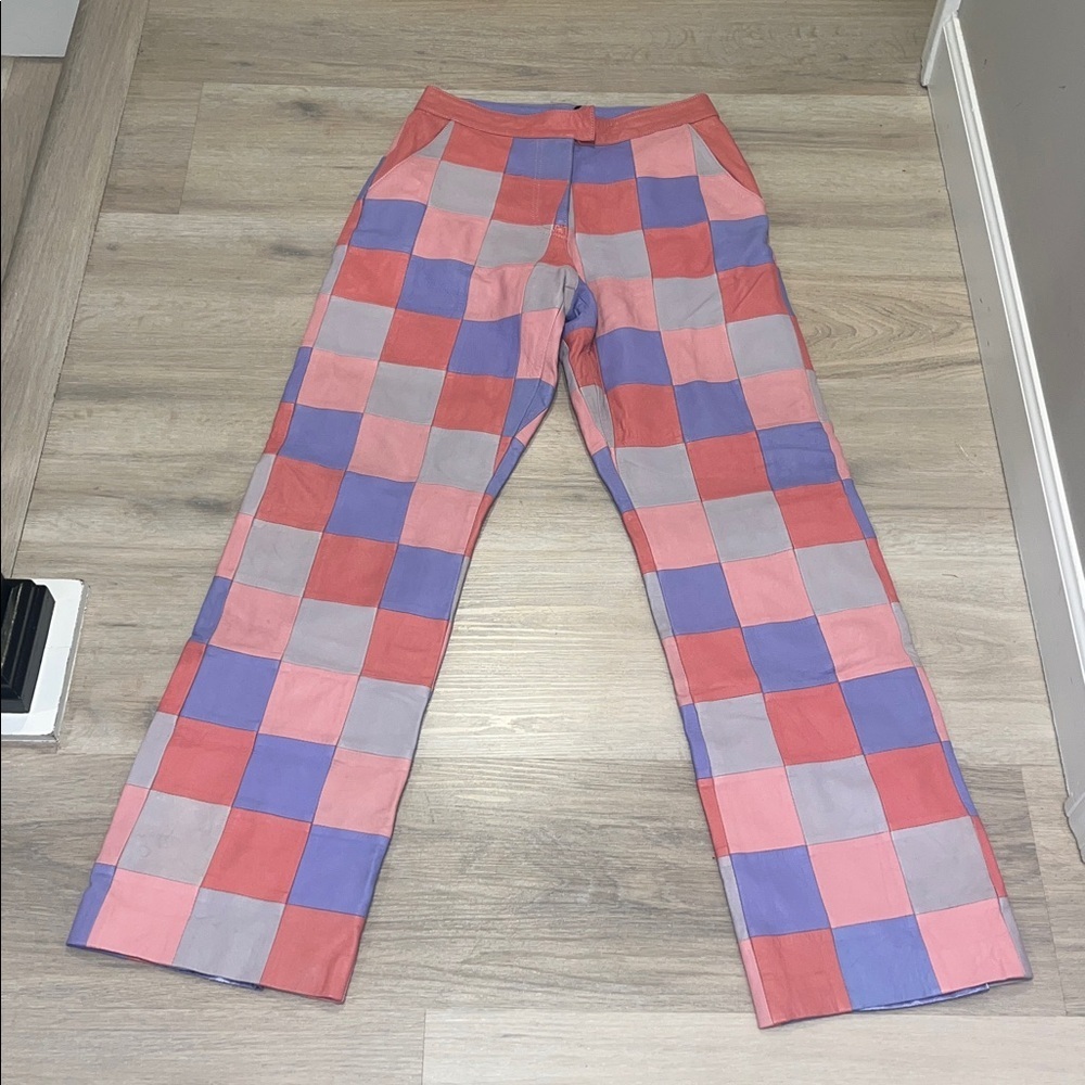 Nasty Gal HTF Rave Burning Man Festival REAL 100% leather patchwork pant HTF